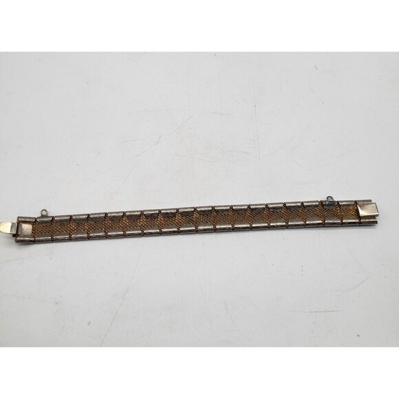 VTG Gold Tone Open Work Mesh Cut Out Stars Articulated Bracelet - Picture 3 of 12